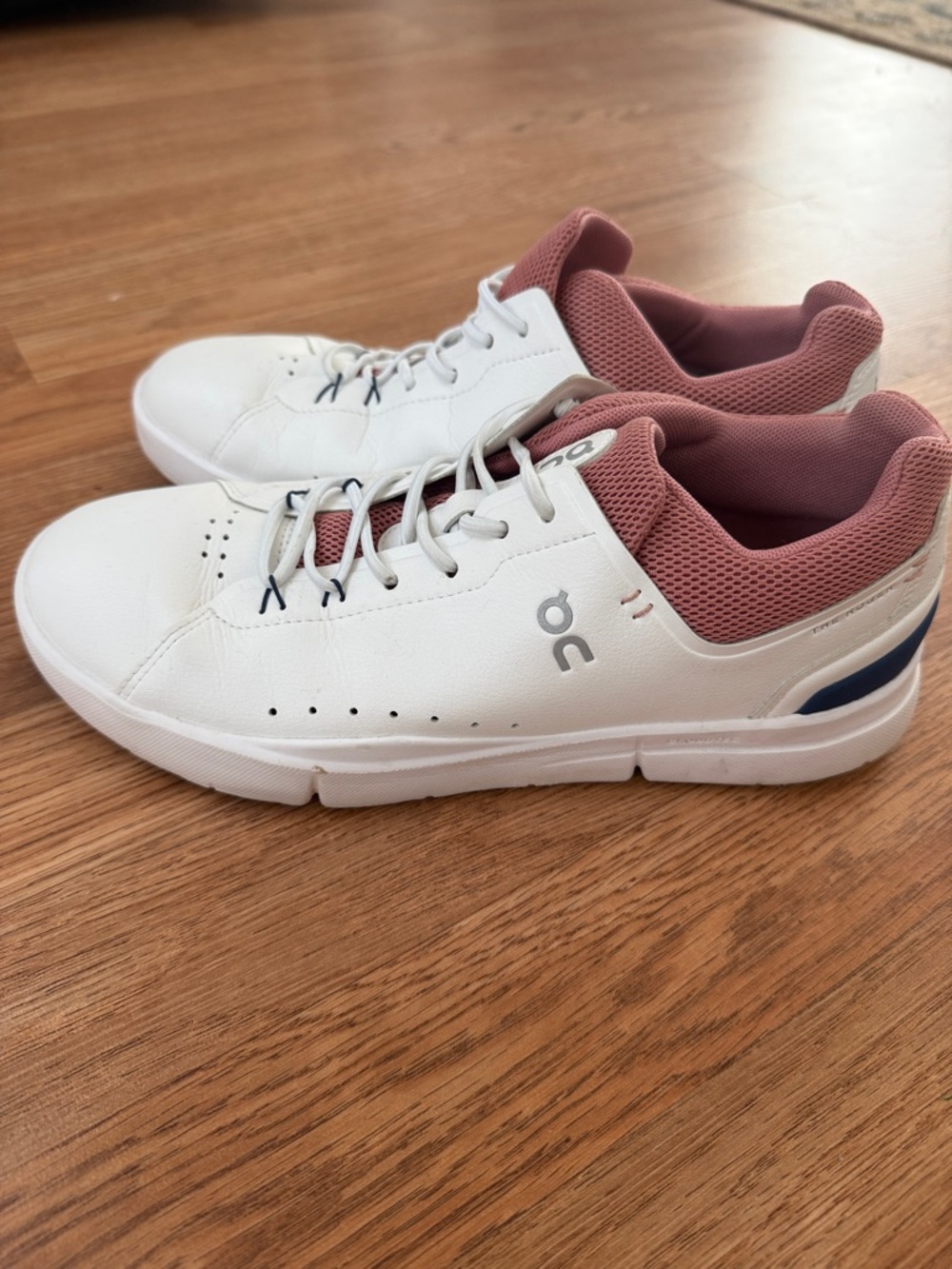 On Running White Sneakers with Dusty Rose Mesh Lining